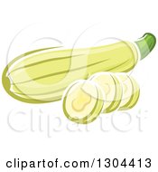 Clipart Of A Cartoon Zucchini And Slices Royalty Free Vector Illustration