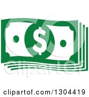 Clipart Of Green Cash Money 3 Royalty Free Vector Illustration
