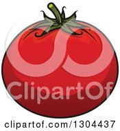 Clipart Of A Cartoon Red Tomato Royalty Free Vector Illustration