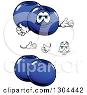 Clipart Of A Cartoon Face Hands And Shiny Blueberries Royalty Free Vector Illustration