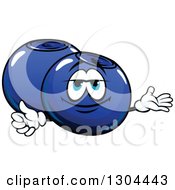 Poster, Art Print Of Cartoon Shiny Blueberries Character Giving A Thumb Up And Presenting