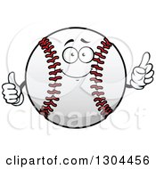 Poster, Art Print Of Cartoon Baseball Character Holding Up A Finger And A Thumb