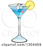 Clipart Of A Goofy Blue Cocktail Beverage Royalty Free Vector Illustration
