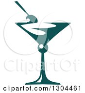 Clipart Of A Dark Green Cocktail Beverage Royalty Free Vector Illustration