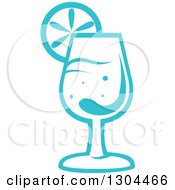 Clipart Of A Blue Cocktail Beverage Garnished With Citrus Royalty Free Vector Illustration
