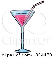 Clipart Of A Pink Cocktail Beverage Royalty Free Vector Illustration