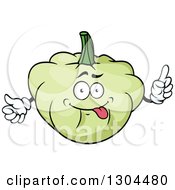 Clipart Of A Goofy Pattypan Squash Cartoon Character Holding Up A Finger Royalty Free Vector Illustration