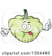 Poster, Art Print Of Goofy Pattypan Squash Cartoon Character Holding Up A Finger