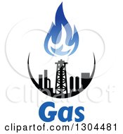 Poster, Art Print Of Black And Blue Natural Gas And Flame Design Over Text 2