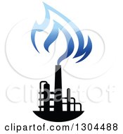 Clipart Of A Black And Blue Natural Gas And Flame Design 2 Royalty Free Vector Illustration