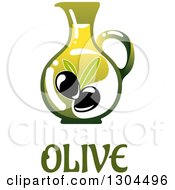 Poster, Art Print Of Pitcher Of Olive Oil Over Text