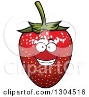 Clipart Of A Smiling Strawberry Character 2 Royalty Free Vector Illustration