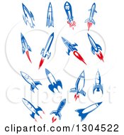 Poster, Art Print Of Blue And Red Rockets