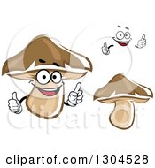Clipart Of A Cartoon Face Hands And Brown Mushrooms Royalty Free Vector Illustration