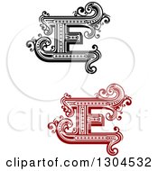 Clipart Of Retro Capital Letter E Designs With Flourishes Royalty Free Vector Illustration