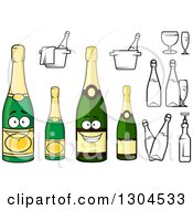 Champagne Bottles And Glasses