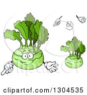 Clipart Of A Face Hands And Kohlrabi Royalty Free Vector Illustration