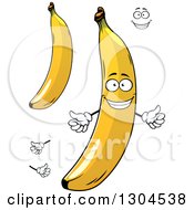 Clipart Of A Face Hands And Shiny Yellow Bananas Royalty Free Vector Illustration