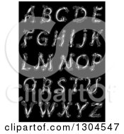 Clipart Of White Floral Capital Letters On Black Royalty Free Vector Illustration