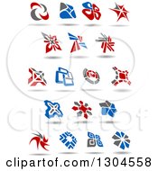 Clipart Of Blue Gray And Red Windmill Designs 2 Royalty Free Vector Illustration