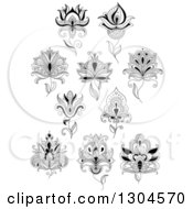 Poster, Art Print Of Black And White Henna And Lotus Flowers 8