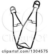 Clipart Of Black And White Champagne Bottles Royalty Free Vector Illustration