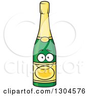 Clipart Of A Smiling Champagne Bottle Character Royalty Free Vector Illustration