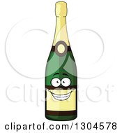 Clipart Of A Smiling Champagne Bottle Character 2 Royalty Free Vector Illustration by Vector Tradition SM