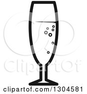 Clipart Of A Black And White Glass Of Champagne Royalty Free Vector Illustration by Vector Tradition SM