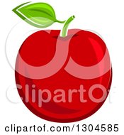 Clipart Of A Red Apple And Leaf Royalty Free Vector Illustration