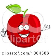 Poster, Art Print Of Happy Red Apple Character Giving A Thumb Up And Presenting