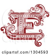 Clipart Of A Retro Red Capital Letter E With Flourishes Royalty Free Vector Illustration
