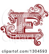 Poster, Art Print Of Retro Red Capital Letter E With Flourishes