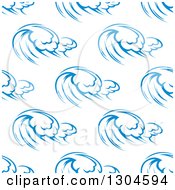 Poster, Art Print Of Seamless Background Design Pattern Of Ocean Waves In Blue On White 2