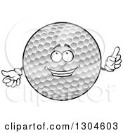 Clipart Of A Textured Golf Ball Character Holding Up A Finger Royalty Free Vector Illustration