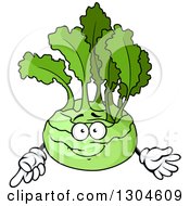 Poster, Art Print Of Happy Kohlrabi Character Pointing