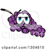 Clipart Of A Bunch Of Purple Grapes Character With Big Blue Eyes Royalty Free Vector Illustration