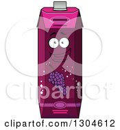 Clipart Of A Happy Grape Juice Carton Character 4 Royalty Free Vector Illustration