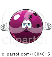 Cartoon Shiny Purple Bowling Ball Character Giving Two Thumbs Up