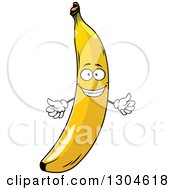 Clipart Of A Shiny Welcoming Yellow Banana Character Royalty Free Vector Illustration