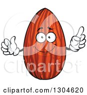 Cartoon Shiny Almond Character Holding Up A Finger