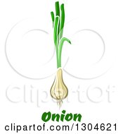 Clipart Of Green Onions Or Scallions Over Text Royalty Free Vector Illustration
