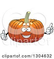 Clipart Of A Pumpkin Character Holding Up A Finger And A Thumb Royalty Free Vector Illustration
