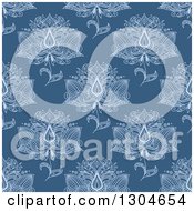 Poster, Art Print Of Background Pattern Of Seamless Henna Flowers On Blue
