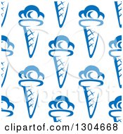Clipart Of A Seamless Background Pattern Of Blue Waffle Ice Cream Cones Royalty Free Vector Illustration