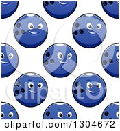 Poster, Art Print Of Seamless Background Pattern Of Blue Bowling Ball Characters