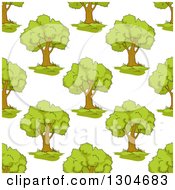 Clipart Of A Seamless Lush Green Tree Background Pattern 2 Royalty Free Vector Illustration