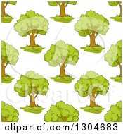 Poster, Art Print Of Seamless Lush Green Tree Background Pattern 2