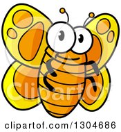 Poster, Art Print Of Cartoon Happy Orange And Yellow Butterfly