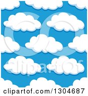 Poster, Art Print Of Seamless Pattern Background Of Puffy Clouds In A Blue Sky 5